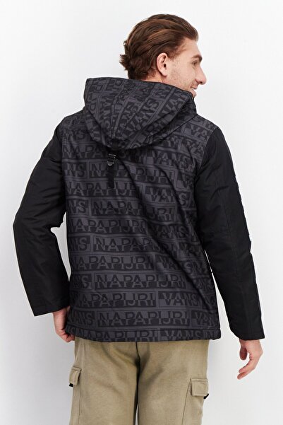 Vans Men Brand Logo Soft Shell Hooded Jacket , Black Combo