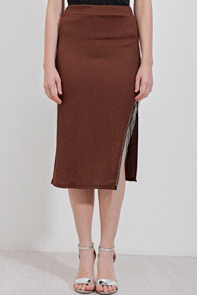 Generic Brand 1890 Chain Detailed Skirt - Brown