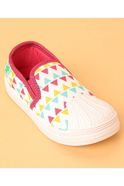 Cute Walk by Babyhug Triangle Print Slip On Casual Shoes - White