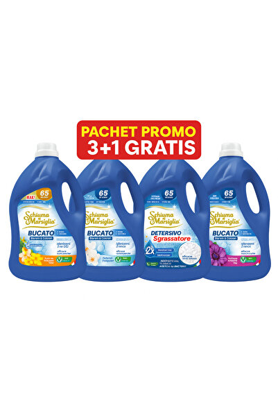 Schiuma di Marsiglia Promo Package 3+1 – Arancio, Clasico, Degreaser, Ametista, 4x5L