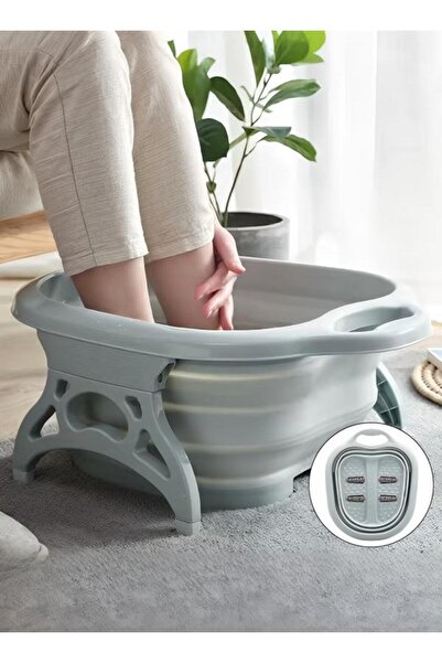 DOMEET حوض حمام قدم قابل للطي، حوض استحمام محمول للقدمين مع بكرات تدليك، حوض استحمام قابل للطي للقدمين