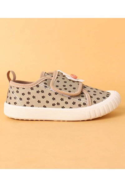 Cute Walk by Babyhug Velcro Closure Casual Shoes with Floral Print & Applique - Tan