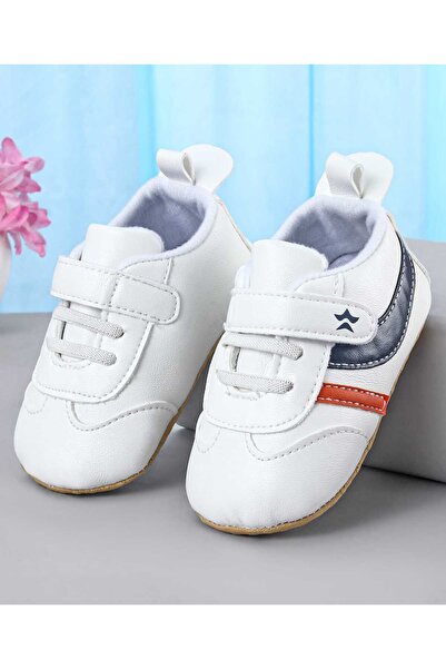 Cute Walk by Babyhug Booties with Velcro Closure & Tape Detailing - White & R...