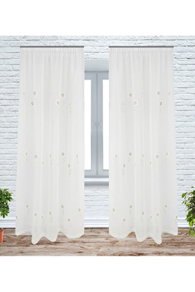 OEM Set of 2 curtains with pleats, 2x145x175 cm, sunflower, ivory