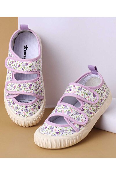 Cute Walk by Babyhug Velcro Closure Casual Shoes with Floral Print - Purple