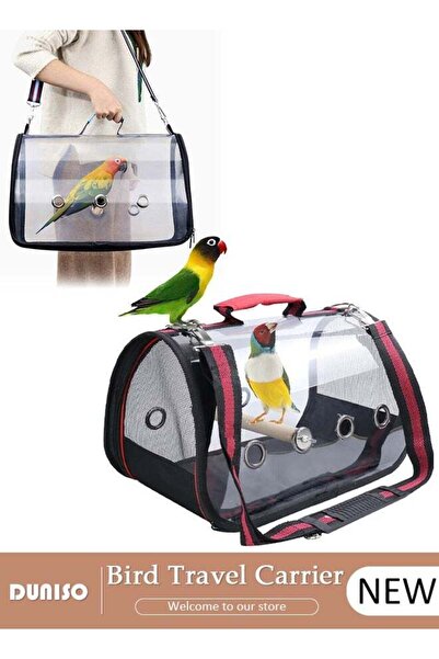 DOMEET Bird Carrier Bag,Pet Bird Travel Bag with Stand Perch,Portable Parrot Carrier Transparent Breathable