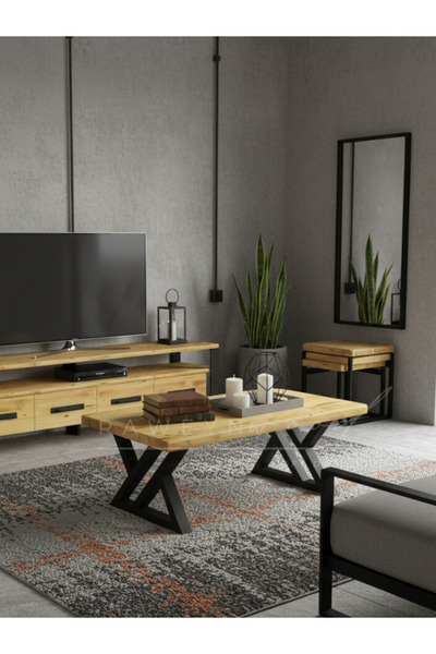 MOBEL DOĞAL AHŞAP ORTA SEHPA 60x100