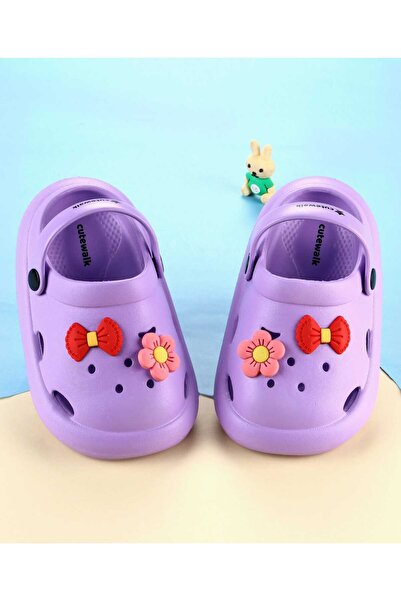 Cute Walk by Babyhug قباقيب سهلة الارتداء مزينة بالزهور والفيونكة - أرجواني