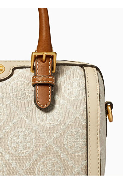 burch TORY T Monogram Mini Barrel Bag
