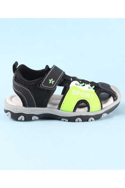 Cute Walk by Babyhug Velcro Closure Sandals With Sport Print - Black/Green