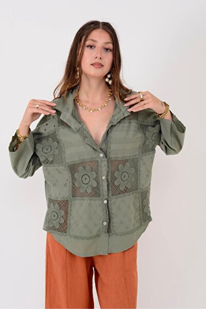 Park Moda 23019 Krizantem Dantelli Gömlek