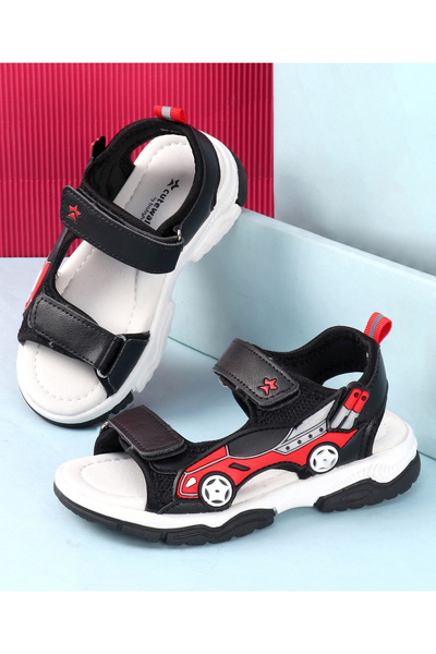 Cute Walk by Babyhug Sandals with Velcro Closure & 3D Applique - Black