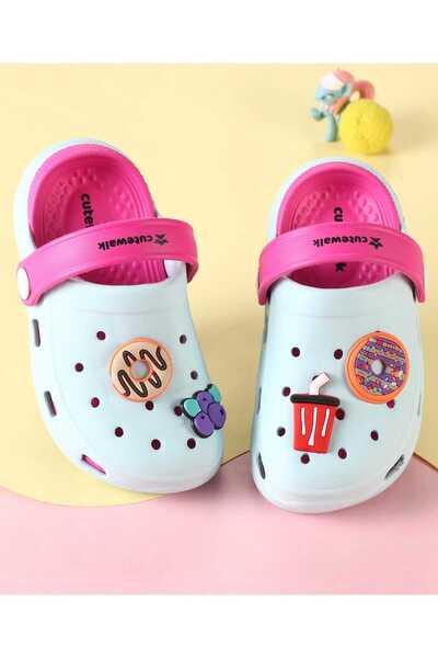 Cute Walk by Babyhug Clogs with Backstrap & Food Applique - Dark Pink