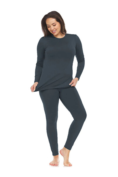 MIXSNOW Long Johns Women's Thermal Underwear With Wool Lining Sleepwear Set for Cold Weather - Gray, XL