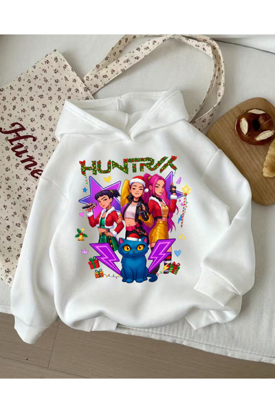 Touz Moda Χριστουγεννιάτικο Young KPop Demon Hunters Φούτερ με κουκούλα με 3 κλωστές