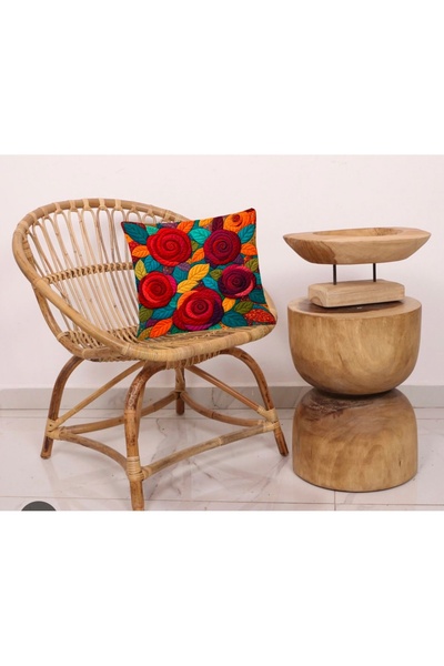 MİNOZA Digital Printed Embossed Rose Motif Decorative Throw Pillow Cover