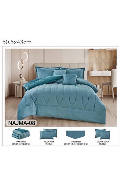 Mark Luxurious winter double bed sheet set, velvet faux fur, full filling, heavy weight, 6 pieces, quilt size 250*230 cm
