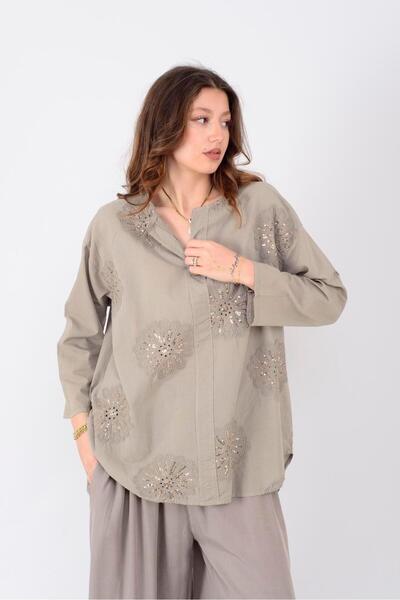 Park Moda 25002 Krizantem Fistolu Pullu Gömlek