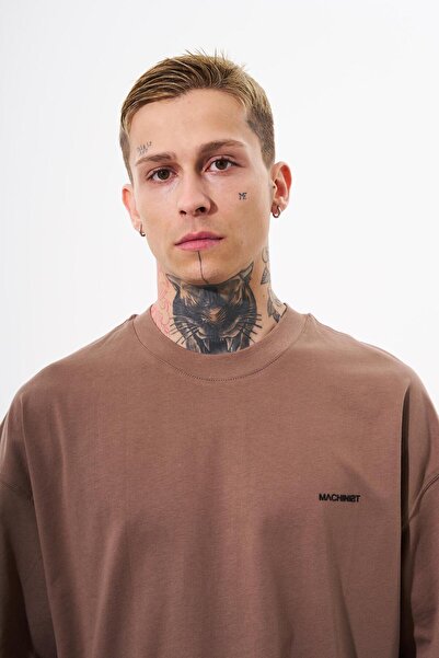 Machinist Men's Basic Cotton Oversized T-Shirt Brown