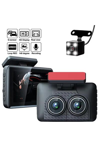 Tradeo 4K Dual-Lens Dash Camera with 3" Touch Display – Front & Rear Recording, Night Vision, Loop Record