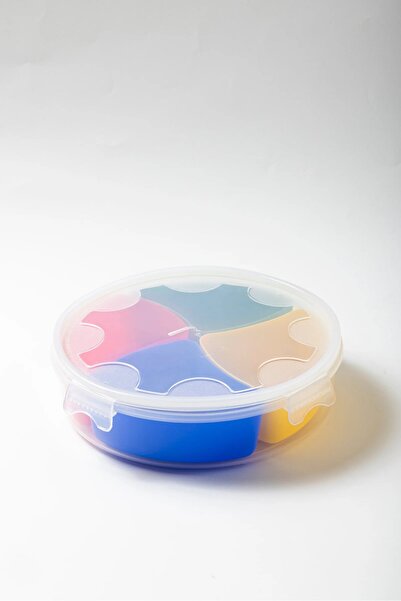 Bin Shihon علبة بلاستيك هندية دائرية بغطاء محكم ومقسم بألوان 4