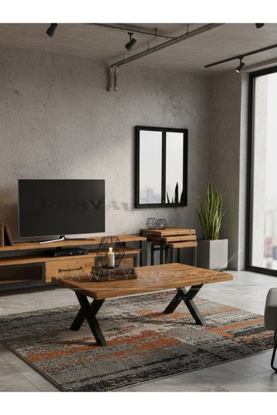 raweyn NATURA DOĞAL AHŞAP ORTA SEHPA 45x45