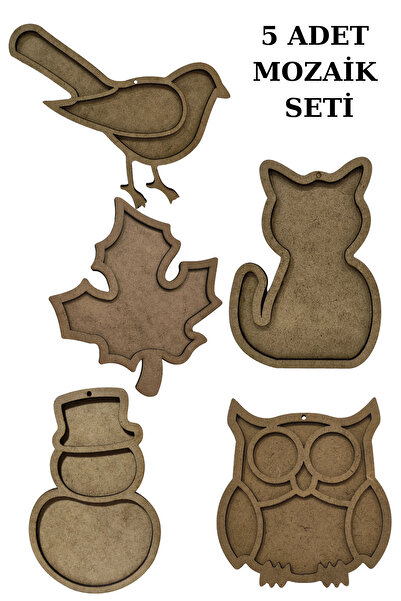 toptanetkinlikboyama Mozaik Seti 5 Farklı Model Kedi - Baykuş - Kardan Adam- ...