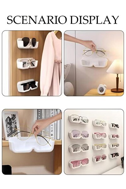 DOMEET 3PCS Glasses Storage Box Sunglasses Organizer Case Wall Hanging Punch-free Decorative Glasses Case