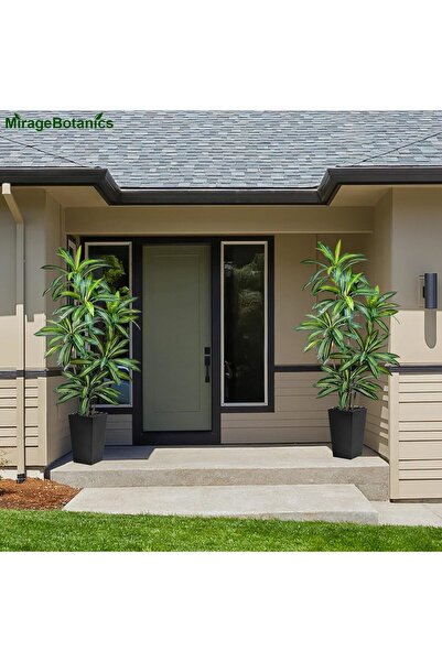 MirageBotanics Artificial Dracaena Tree 5FT Tall Fake Plant with White Planter