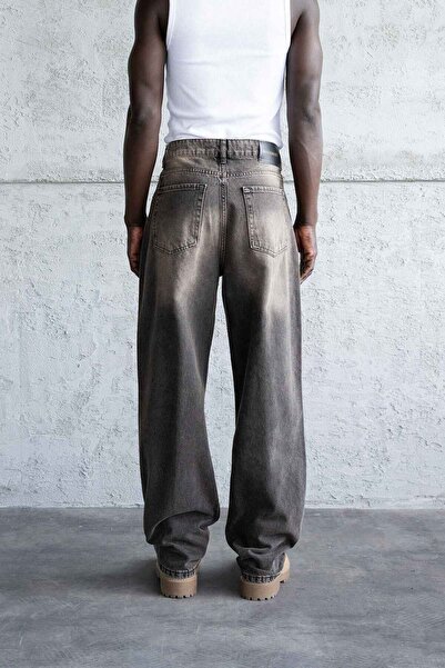 Machinist Men's Oversized Effect Baggy Jean Trousers Light Black