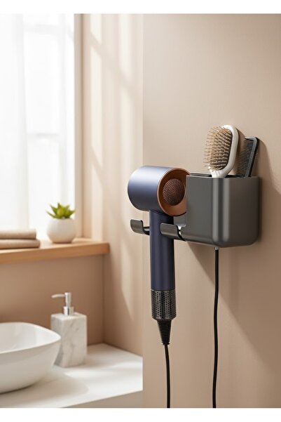 DİVAYS Kendinden Yapışkanlı Saç Kurutma Makinesi Tutacağı Banyo Askısı Raf Or...