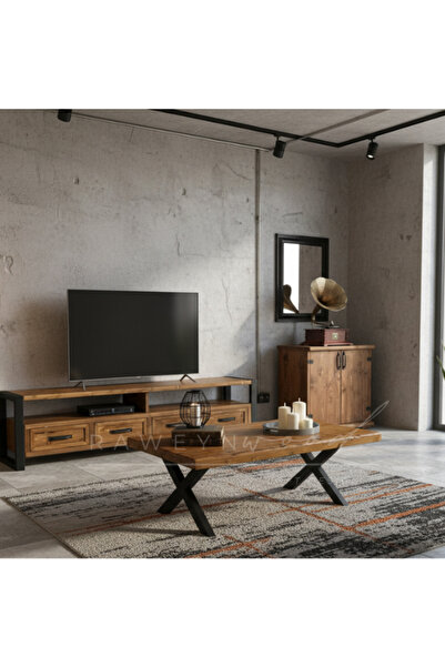 raweyn TSUGA DOĞAL AHŞAP ORTA SEHPA 45x45