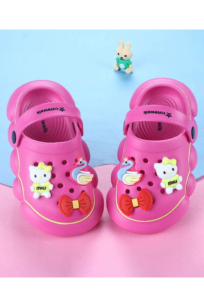 Cute Walk by Babyhug Backstrap Closure Clogs with Bow Kitty & Swan Appliques ...
