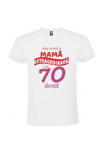 CRD PRINT Unisex personalized T-shirt "This is what an extraordinary mom looks like at 70", White, size XXL, C