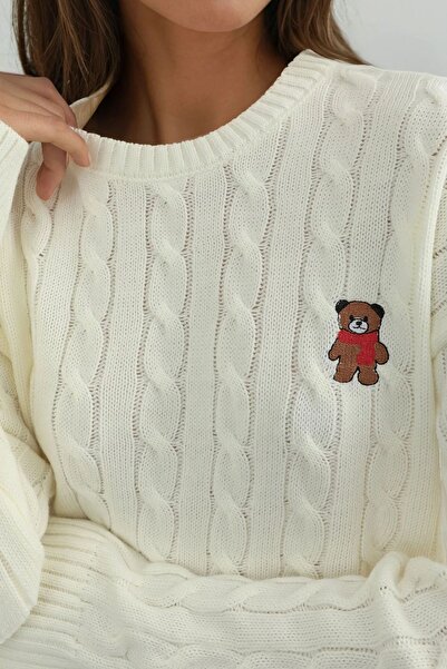 Hiccup Hair Braid Pattern Embroidered Sweater