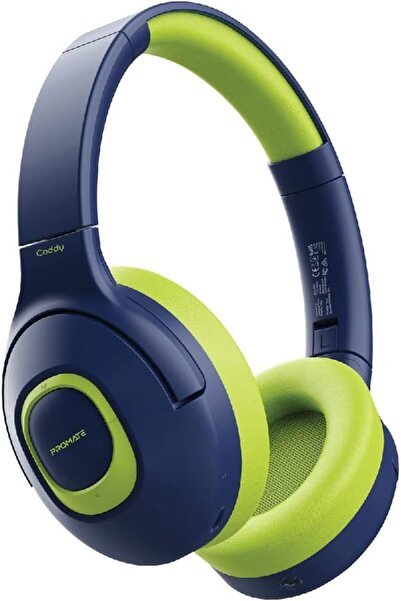 Promate Coddy Kids Wireless Headphones (Emerald) - Bluetooth & Wired, Volume Limit 85-93dB