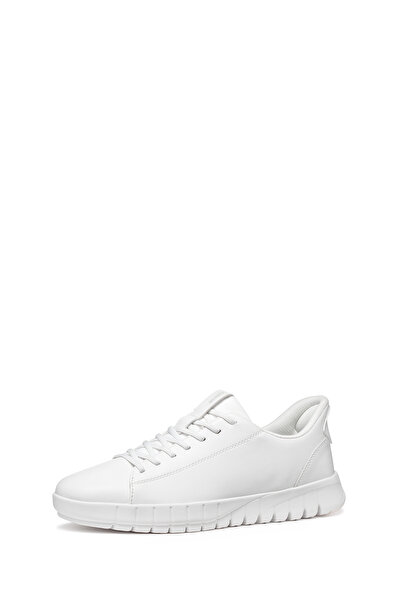 Geox Men's White U Flextrıde Plus Lace-Up Leather Sneaker U56Maa0009Bc1000