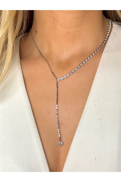 YOUES JEWELRY Çelik Zirkon Taşlı Su Yolu Y Kadın Kolye
