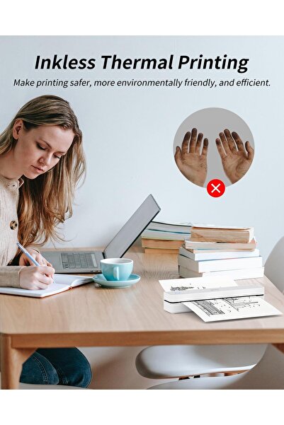 iDPRT Portable Thermal Printer MT610 Pro, 300 DPI Bluetooth Inkless, White