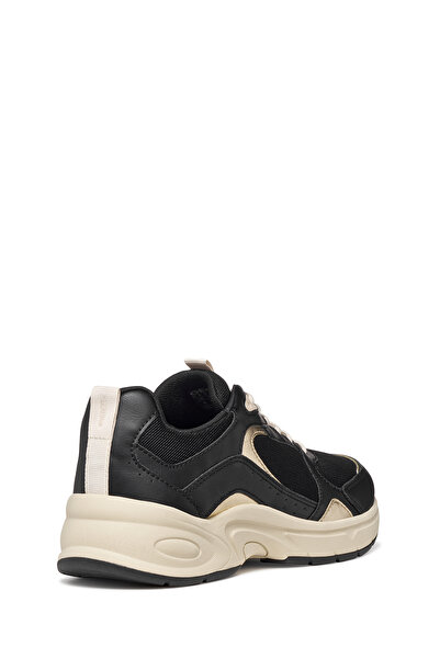 Geox Women's Black D Zarvıa a - Mesh+Pearl.Gbk Lace-Up Thick Sole Leather Sneaker D55Yla01454C9999