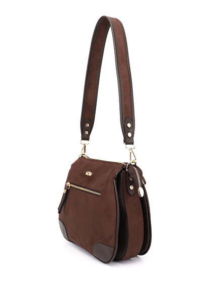 GÖNDERİ(R) Women's Brown Suede Long Strap Shoulder Bag