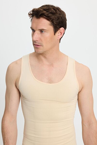 Tudors Men's super Slim Fit extra slim fit elastic skin color tank top corset