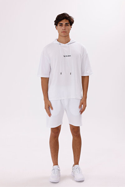 Rowinger تي شيرت بطباعة على الصدر ورباط على الكتفين وقصة واسعة وأكمام قصيرة و...