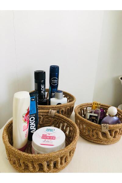 ModaCardin Set de 3 coșuri multifuncționale, coșuri din iută brodate