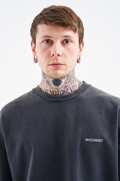 Machinist Men's Luxury Basic Washable Oversized T-Shirt Anthracite