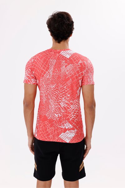 Rowinger Modern Print Detailed Lightweight Jersey Fabric Comfortable Fit Crew Neck T-Shirt