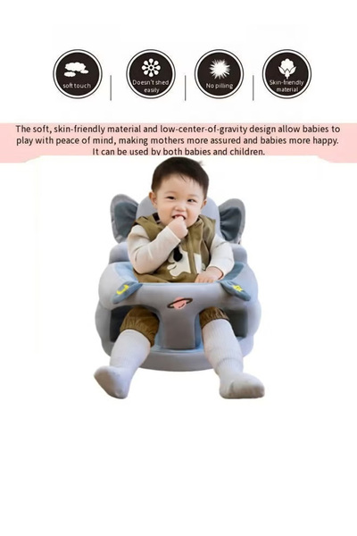 Generic Baby seat, children's plush chair, cute plush toy animal, children's chair, plush toy,gray