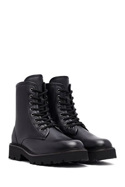 Derimod Women's Black Zippered Leather Boots 25Wfd281218