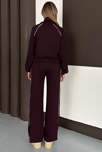 moda poni Women's Modal Fabric Thin Stripe Bottom Top Set