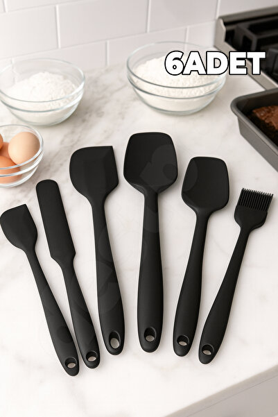 Destpak 6 Pcs Spatula Set - 1St Quality Steel Silicone - Pastry Spatula Set - Heat Resistant Non-Stick